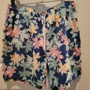 Brooks Brothers Swim Trunks Mens XL Navy Floral Hawaiian Board Shorts